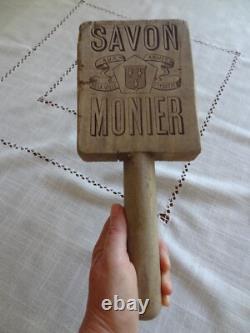 Ancien battoir de lavandière publicité savon Monier Eyguières art populaire