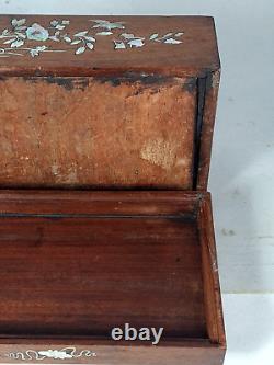 Ancien boite plumier ou couture bois et nacre Vietnam vers 1900 B545