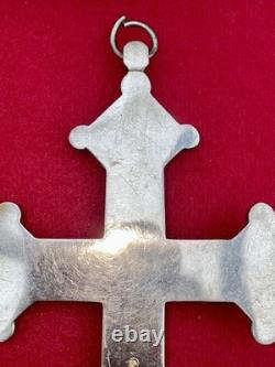 Ancien crucifix micromosaïque Rome Début XXe Métal argenté Christ en bronze