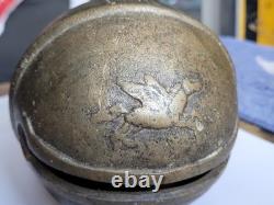Ancien grelot d attelage Poste diligence N°9 cloche en bronze cheval Pégase 11cm