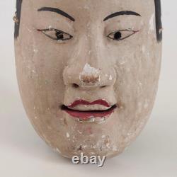 Ancien masque en bois sculpté Kagura ou Dengaku Objet ancien d'art populaire