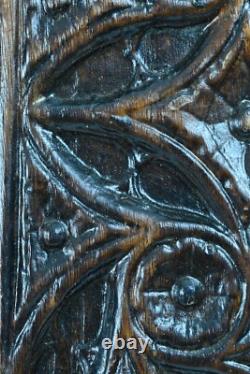 Ancien panneaux gothique en bois sculpté haute époque chêne médiéval Normandie