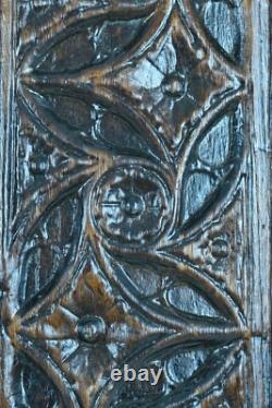 Ancien panneaux gothique en bois sculpté haute époque chêne médiéval Normandie