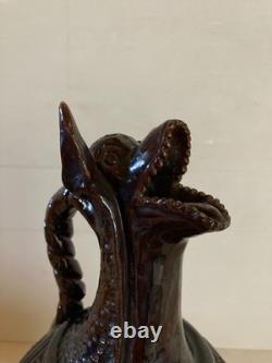 Ancien pichet zoomorphe en terre vernissée à restaurer XVIII Saintonge