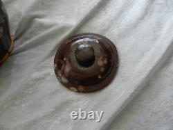 Ancien porte diner poterie vernissée terre cuite Art Populaire / Sarthe