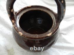 Ancien porte diner poterie vernissée terre cuite Art Populaire / Sarthe