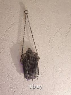 Ancien sac aumônière en cotte de mailles Style Art Nouveau (Années 1900)