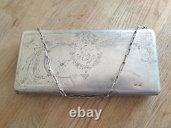 Ancien sac pochette de soirée pour femmes Russe Argent (0.875) 557 gr