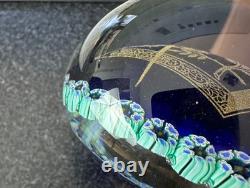 Ancien sulfure presse-papier francs-maçons maçonnique compas loge Verre Bleu