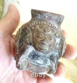 Ancien terracotta pottery vase anthropomorphe Art précolombien Mayas incas