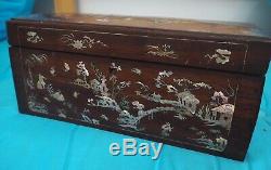 Ancienne Boîte Bois Nacre Tonkin Vietnamien Chinois Chine Mother of Pearl Box