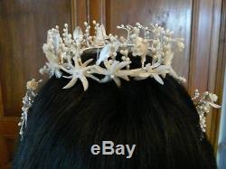 Ancienne Couronne De Mariee Diademe Fleurs Cire Tissus Wax Crown Wedding