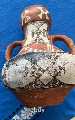 Ancienne Cruche Terre Cuite Afrique Du Nord Touareg Berbere Joliment Peinte