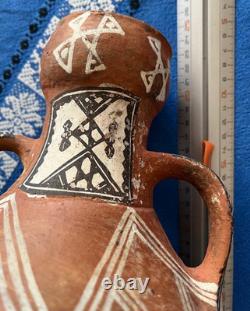 Ancienne Cruche Terre Cuite Afrique Du Nord Touareg Berbere Joliment Peinte
