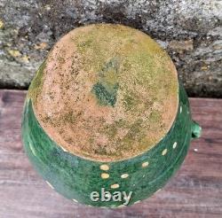 Ancienne Gargoulette Orjol Cruche Barque Terre Cuite Vernissée Verte XIXème Sud