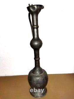 Ancienne Grande Aiguiere En Etain Poincon Couronne Old Large Tin With Hallmark