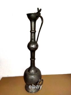 Ancienne Grande Aiguiere En Etain Poincon Couronne Old Large Tin With Hallmark