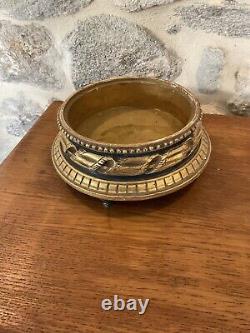 Ancienne Grande Boule De Coquillages Sur Socle Bois Doré Décoration Maison 27 Cm