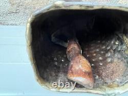 Ancienne Grande Cloche Sonnaille Brebis Vache Metal Laiton Martele Collier Cuir