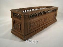 Ancienne Jardinière Bac Bois sculpté balustres Jardin extérieur fleurs vers 1900