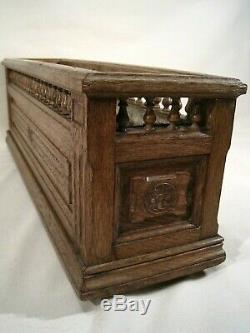 Ancienne Jardinière Bac Bois sculpté balustres Jardin extérieur fleurs vers 1900