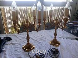 Ancienne Paire De Chandelier Candelabres En Bronze