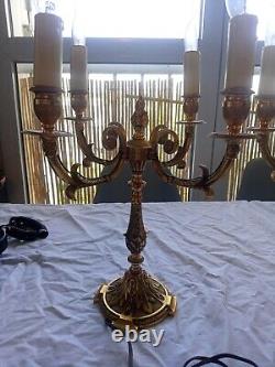 Ancienne Paire De Chandelier Candelabres En Bronze