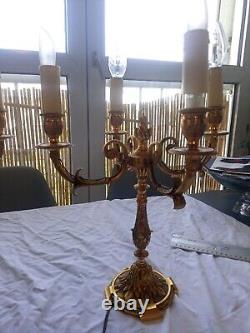 Ancienne Paire De Chandelier Candelabres En Bronze