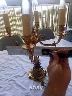 Ancienne Paire De Chandelier Candelabres En Bronze