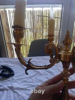 Ancienne Paire De Chandelier Candelabres En Bronze