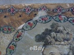 Ancienne boite papier peint domino té ruban arlésienne gravure XVIIIe couture