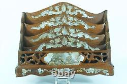 Ancienne boite porte courrier lettre Indochine Nacre Chauve souris dragons 1900