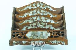 Ancienne boite porte courrier lettre Indochine Nacre Chauve souris dragons 1900