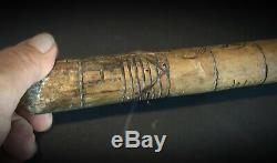 Ancienne canne bâton de marche compagnons Franc-maçonnerie XIXè gravé fer rouge