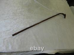 Ancienne canne zoomorphe art populaire tête de cochon