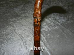 Ancienne canne zoomorphe art populaire tête de cochon