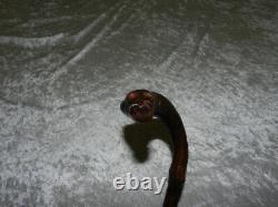 Ancienne canne zoomorphe art populaire tête de cochon