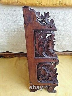 Ancienne étagère sculptée en bois dentelé-XIX ème-art populaire-carved wood