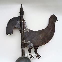 Ancienne girouette 1900 coq silhouette en zing