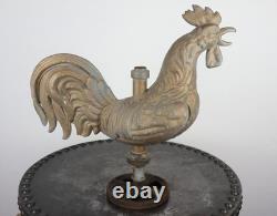 Ancienne girouette coq clocher église zinc cuivre art populaire 2413