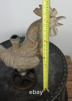 Ancienne girouette coq clocher église zinc cuivre art populaire 2413