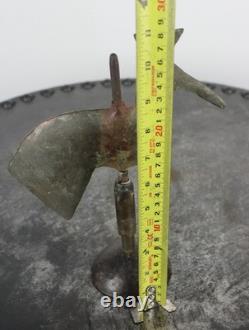 Ancienne girouette coq clocher église zinc cuivre art populaire 2702