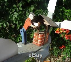 Ancienne girouette de jardin personnage articulé 1930 en bois et zing