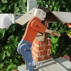 Ancienne girouette de jardin personnage articulé 1930 en bois et zing