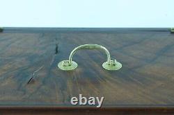 Ancienne grande boite couture Charles X plaquage de Noyer laiton rangement 19e