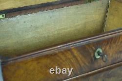 Ancienne grande boite couture Charles X plaquage de Noyer laiton rangement 19e