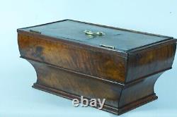 Ancienne grande boite couture Charles X plaquage de Noyer laiton rangement 19e
