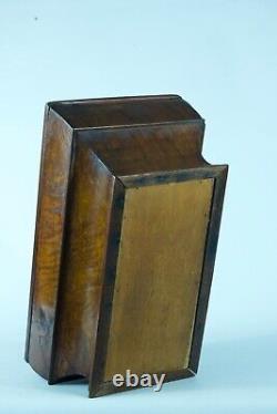 Ancienne grande boite couture Charles X plaquage de Noyer laiton rangement 19e