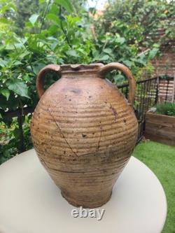 Ancienne grande jarre en terre cuite vernissée de la Nièvre poterie rustique