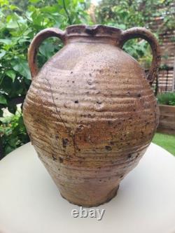 Ancienne grande jarre en terre cuite vernissée de la Nièvre poterie rustique